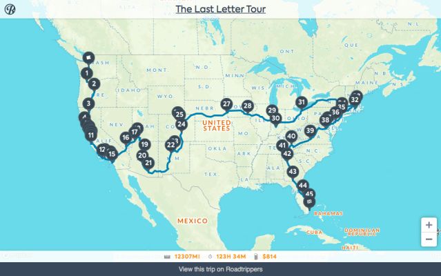 Map of Last Letter Journey