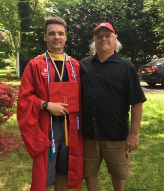 After his violent incident, Cohen (pictured with his dad) went on to earn his Masters in Social Work and now works for the New York State Office on Mental Health.