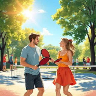 Couple Playing Pickleball