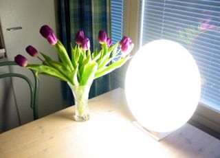 User:Mysid, Public domain, via Wikimedia Commons A 30 kHz bright light therapy lamp (Innosol Rondo) used to treat seasonal affective disorder. Provides 10,000 lux at a distance of 25 cm.