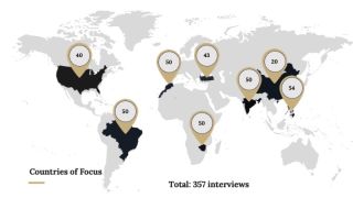 Overview of number of interviews per country