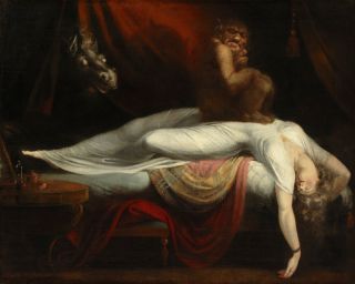 The Nightmare (c. 1781), by Henry Fuseli. Oil on canvas, 101.6 × 126.7 cm. Detroit Institute of Arts