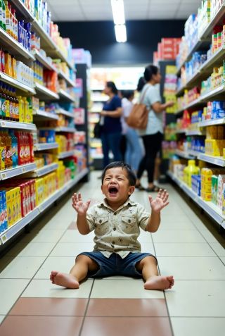 Child tantrum in the supermarket