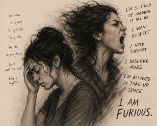 The anger-to-anxiety pathway represents the internalization of women's rage