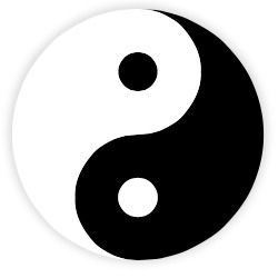 Source: "Yin and Yang" by Klem - This vector image was created with Inkscape by Klem, and then manually edited by Mnmazur/Licensed under Public Domain via Wikimedia Commons