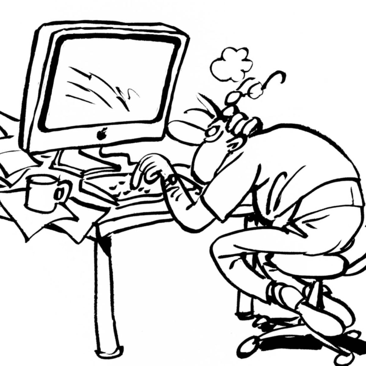 Computer Addiction Drawing