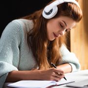 Woman studying with binaural beats. LightField Studios/Shutterstock