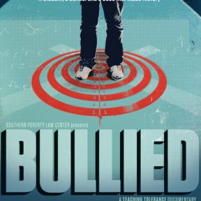 Bullied film flyer - target with a person standing on the bull's eye