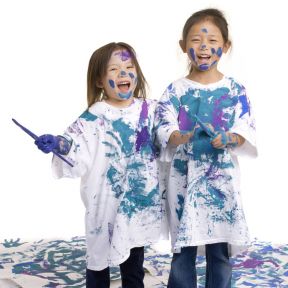 Kids covered in paint