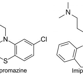 The similar chemical structures of chlorpromazine and imipramine