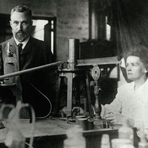 Marie and Pierre in the lab, c. 1904