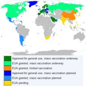 World Map of Vaccinated people