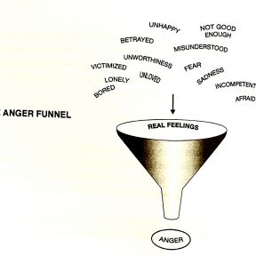 Here’s an illustration of the Anger Funnel from my book, A Deeper Wellness