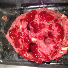 Raw Flesh (Freddy Kreuger meatloaf with garlic clove teeth)