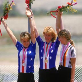 Clasped hands on the 1984 Olympic podium.