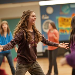 A creative arts therapist guides participants through embodiment.