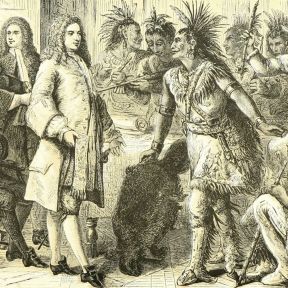 Governor William Burnet of New York meets with Native American leaders in 1721
