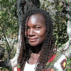 Zimbabwean author Yvonne Vera in her garden in Bulawayo in 2004.