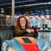 Adult playing on bumper cars