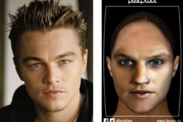 Leonardo DiCaprio (left) and 3D, animated, talking avatar of his his female self (right).