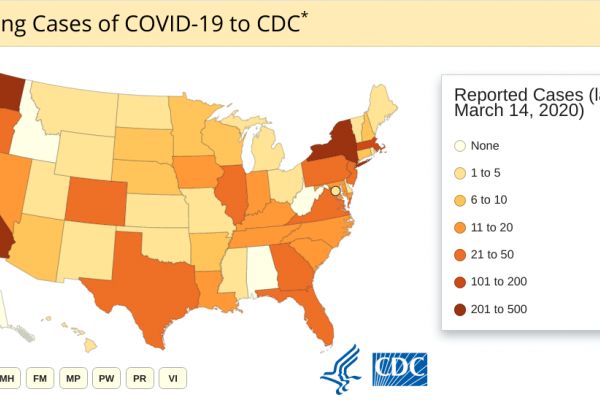 Data from the CDC including both confirmed and presumptive positive cases of COVID-19