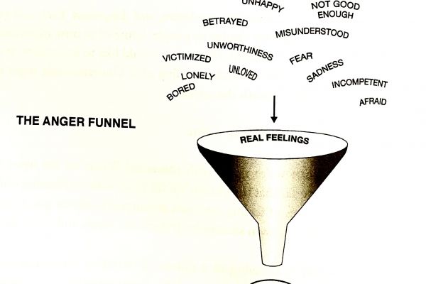 Here’s an illustration of the Anger Funnel from my book, A Deeper Wellness