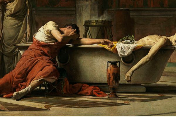 The Suicide of Seneca. Seneca was forced to kill himself after ambition brought him too close to Nero.