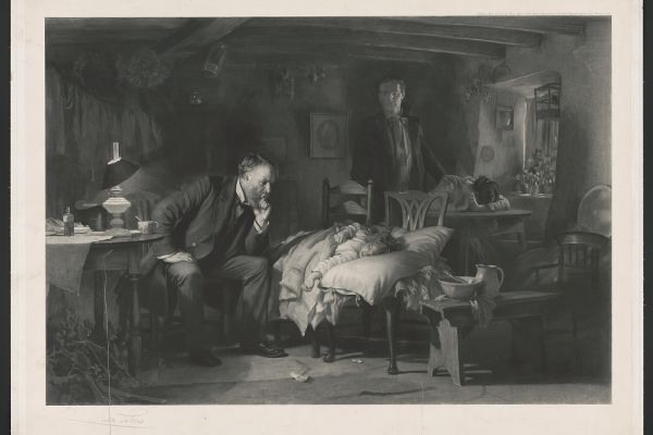 Loise Filpes:  Print of Doctor Caring for a Patient, 1893